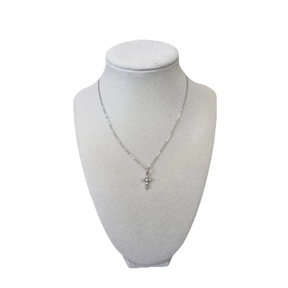 The Unbranded Brand Jewelry - New 925 Sterling Silver W/ MOISSANITE Cross Pendant Chain 16-18inch 107MP